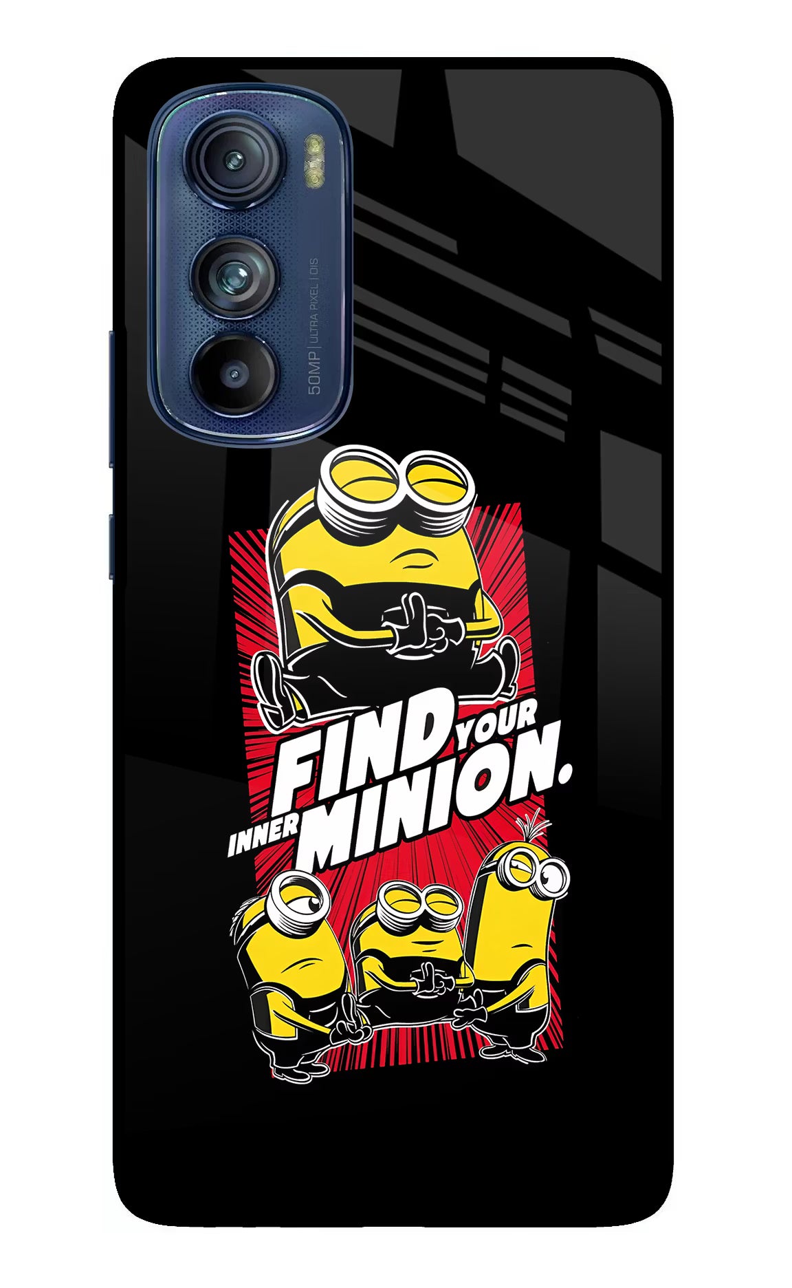 Find your inner Minion Moto Edge 30 Glass Case Back Cover by Casekaro