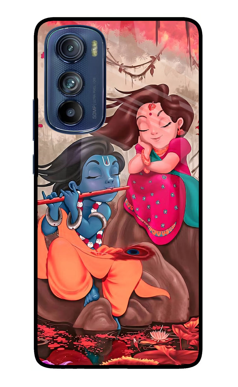 Radhe Krishna Moto Edge 30 Back Cover, Glass case