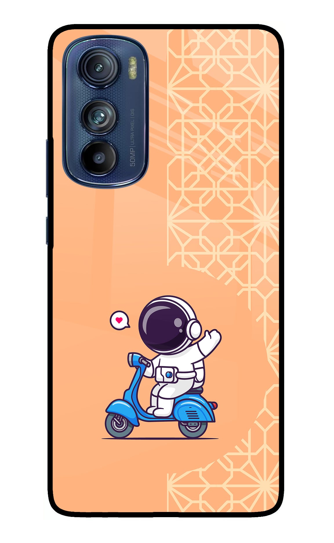 Cute Astronaut Riding Moto Edge 30 Glass Case