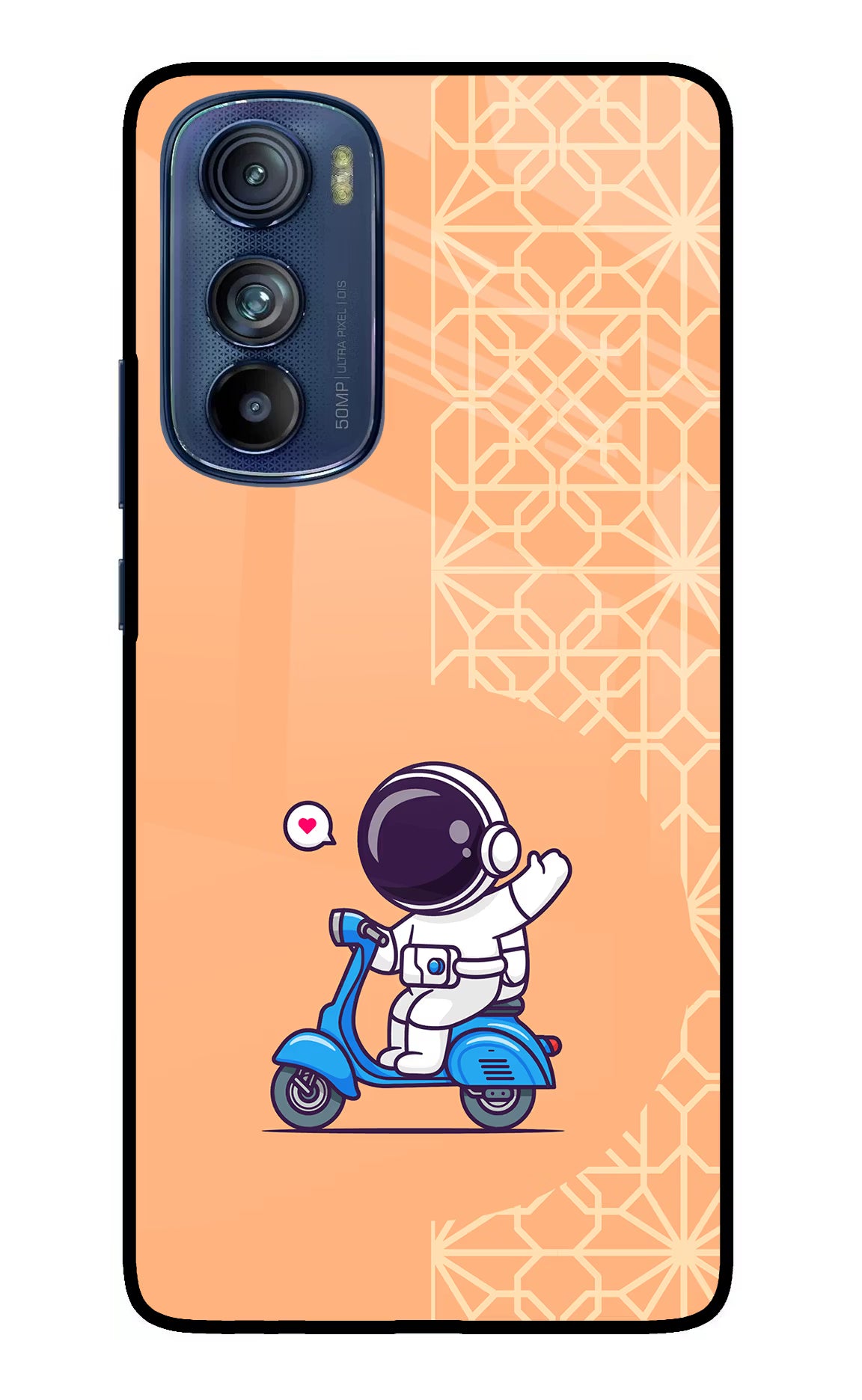 Cute Astronaut Riding Moto Edge 30 Glass Case Back Cover by Casekaro