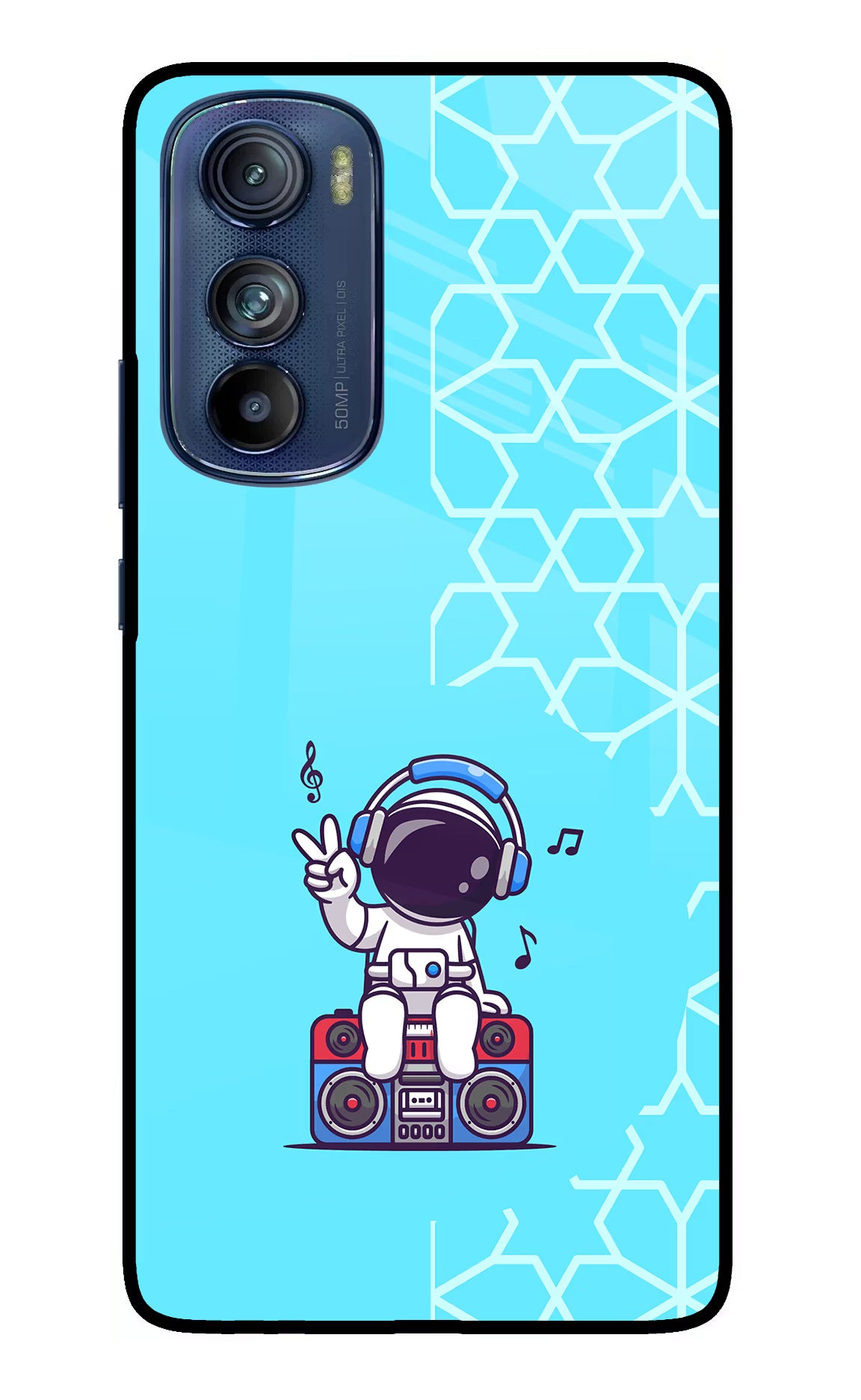 Cute Astronaut Chilling Moto Edge 30 Glass Case Back Cover by Casekaro