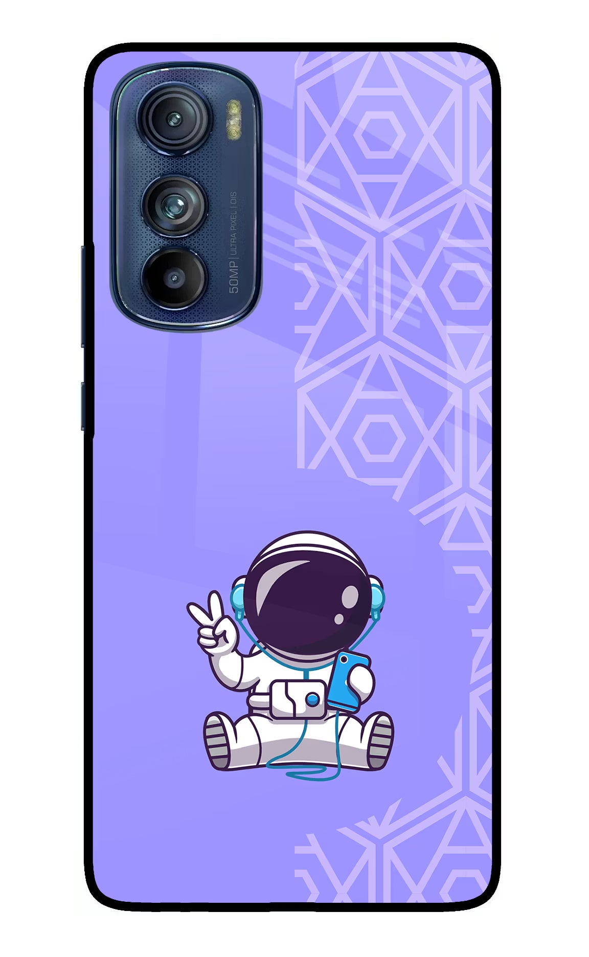 Cute Astronaut Chilling Moto Edge 30 Glass Case Back Cover by Casekaro
