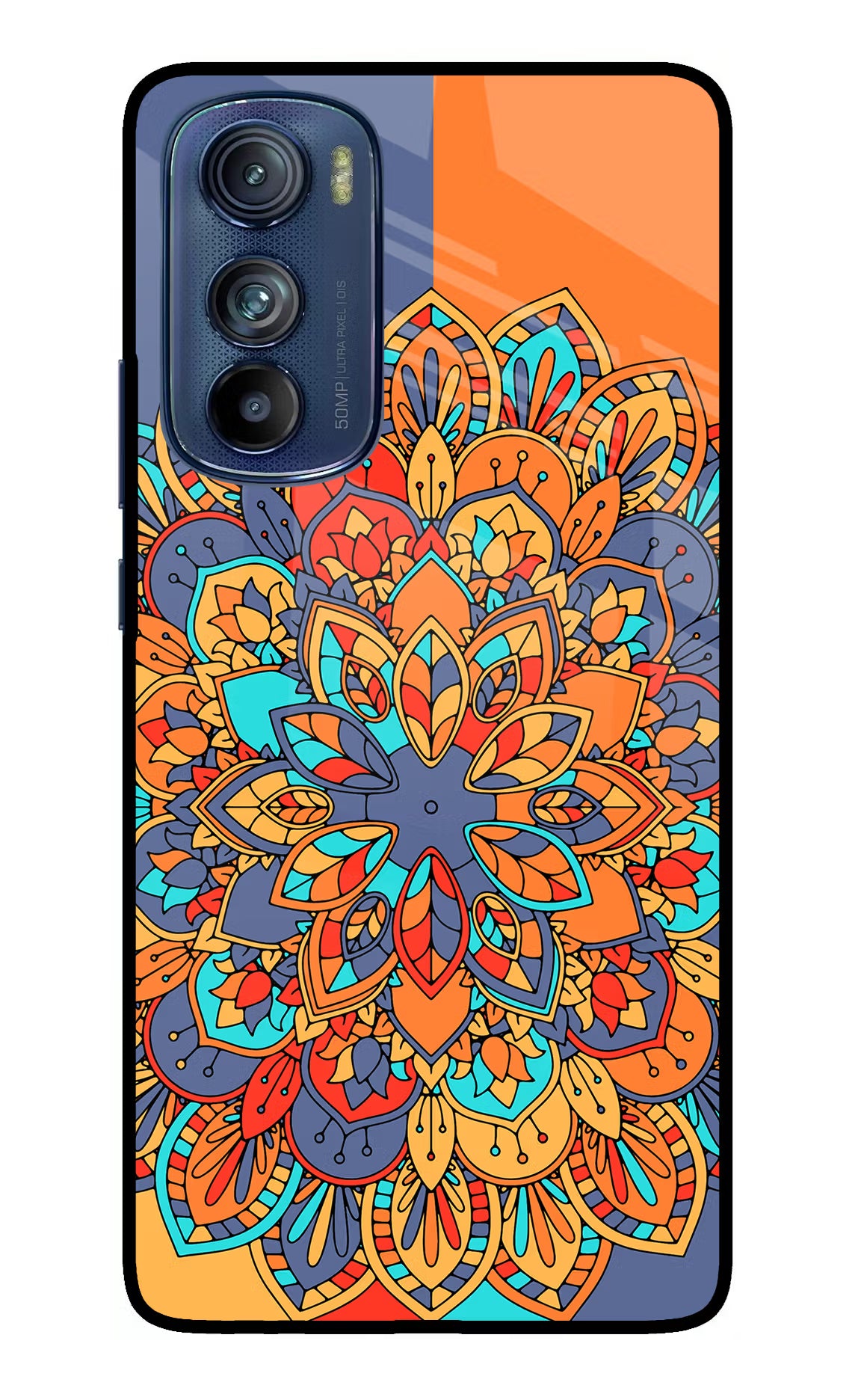 Color Mandala Moto Edge 30 Glass Case Back Cover by Casekaro