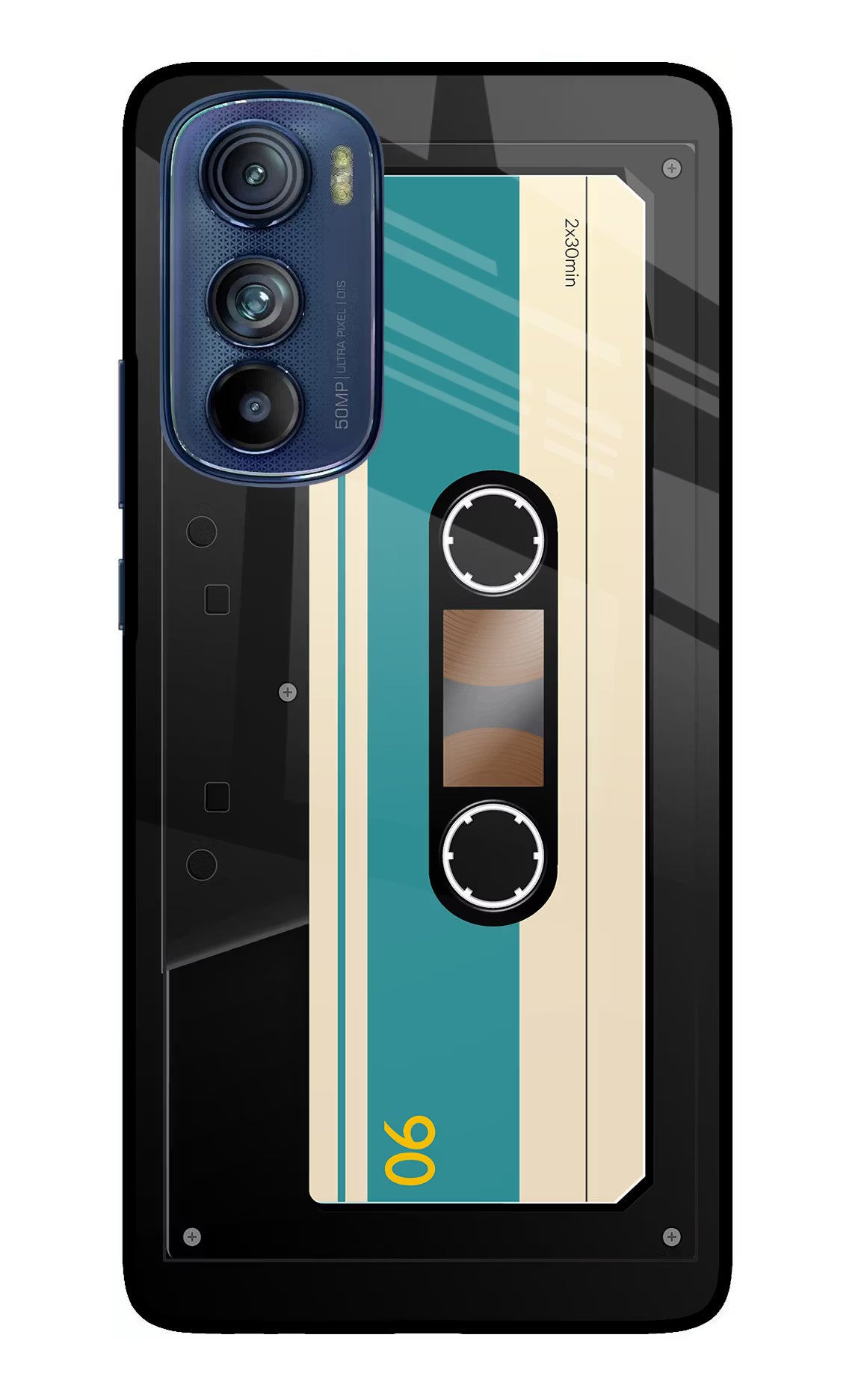 Cassette Moto Edge 30 Glass Case Back Cover by Casekaro