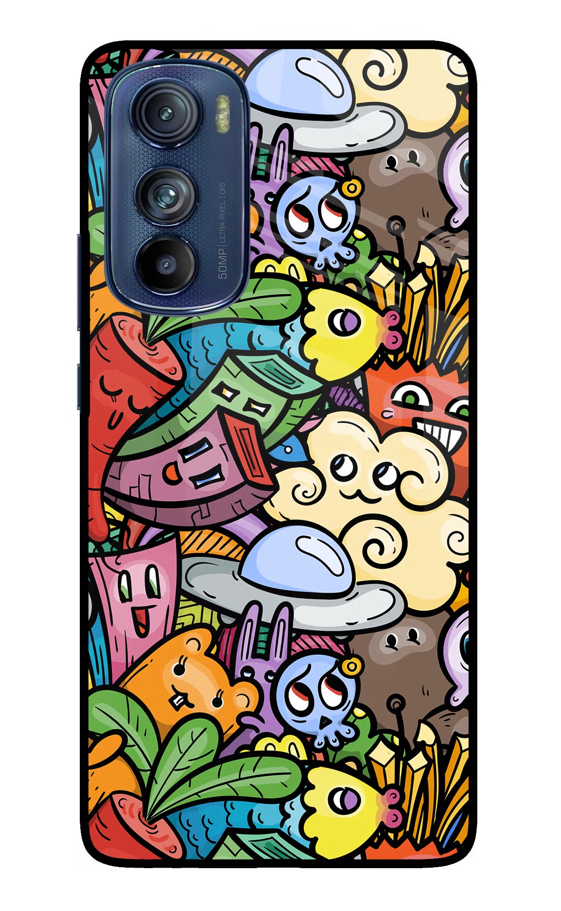 Veggie Doodle Moto Edge 30 Glass Case Back Cover by Casekaro