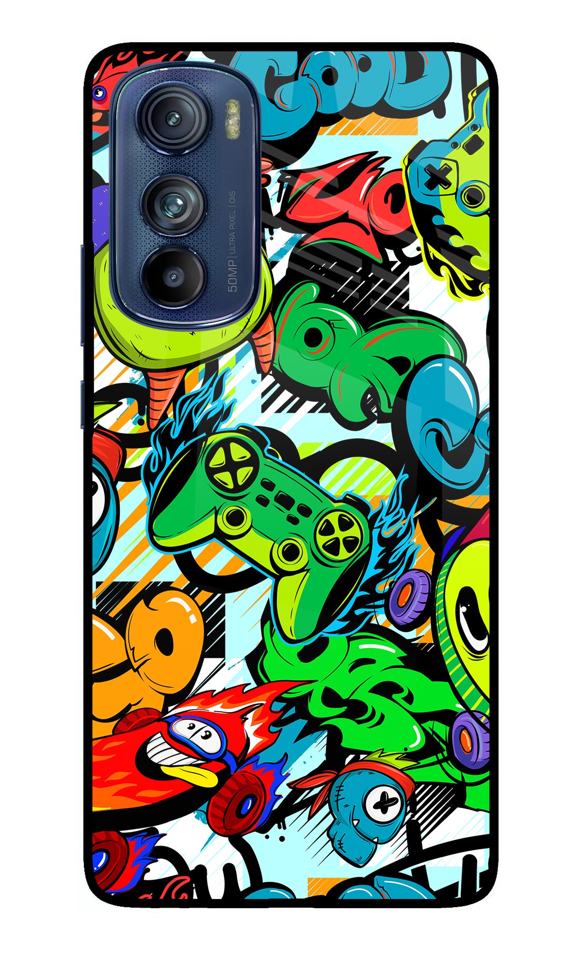 Game Doodle Moto Edge 30 Glass Case