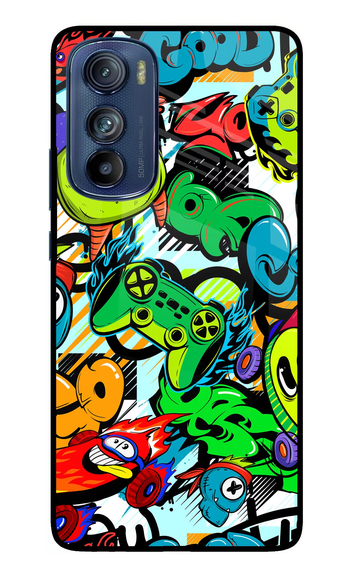 Game Doodle Moto Edge 30 Glass Case Back Cover by Casekaro