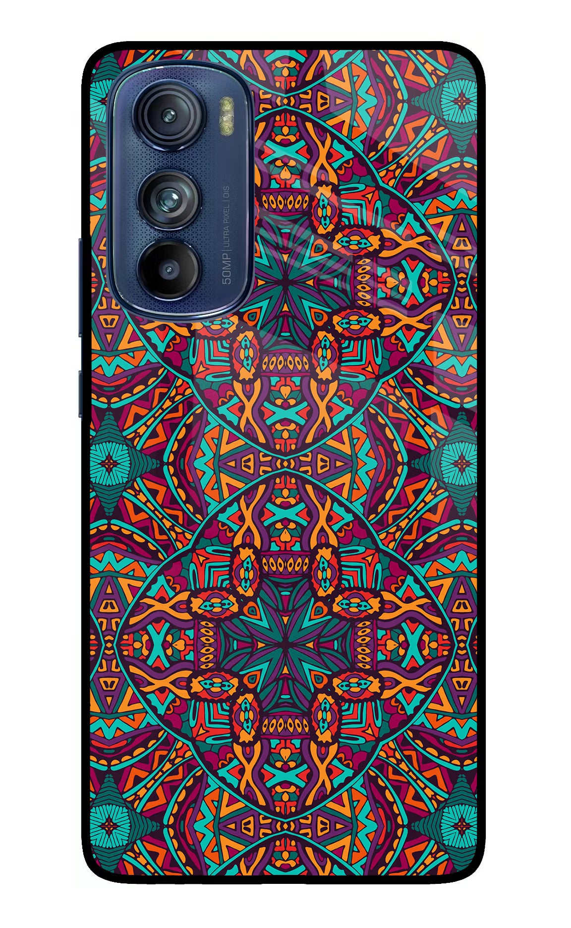 Colour Mandala Moto Edge 30 Glass Case Back Cover by Casekaro
