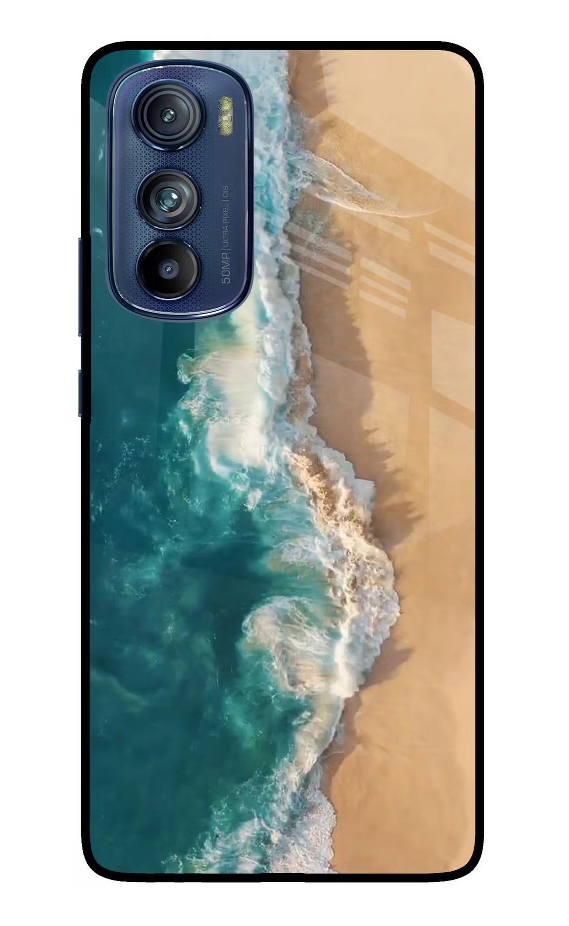 Ocean Beach Moto Edge 30 Glass Case Back Cover by Casekaro