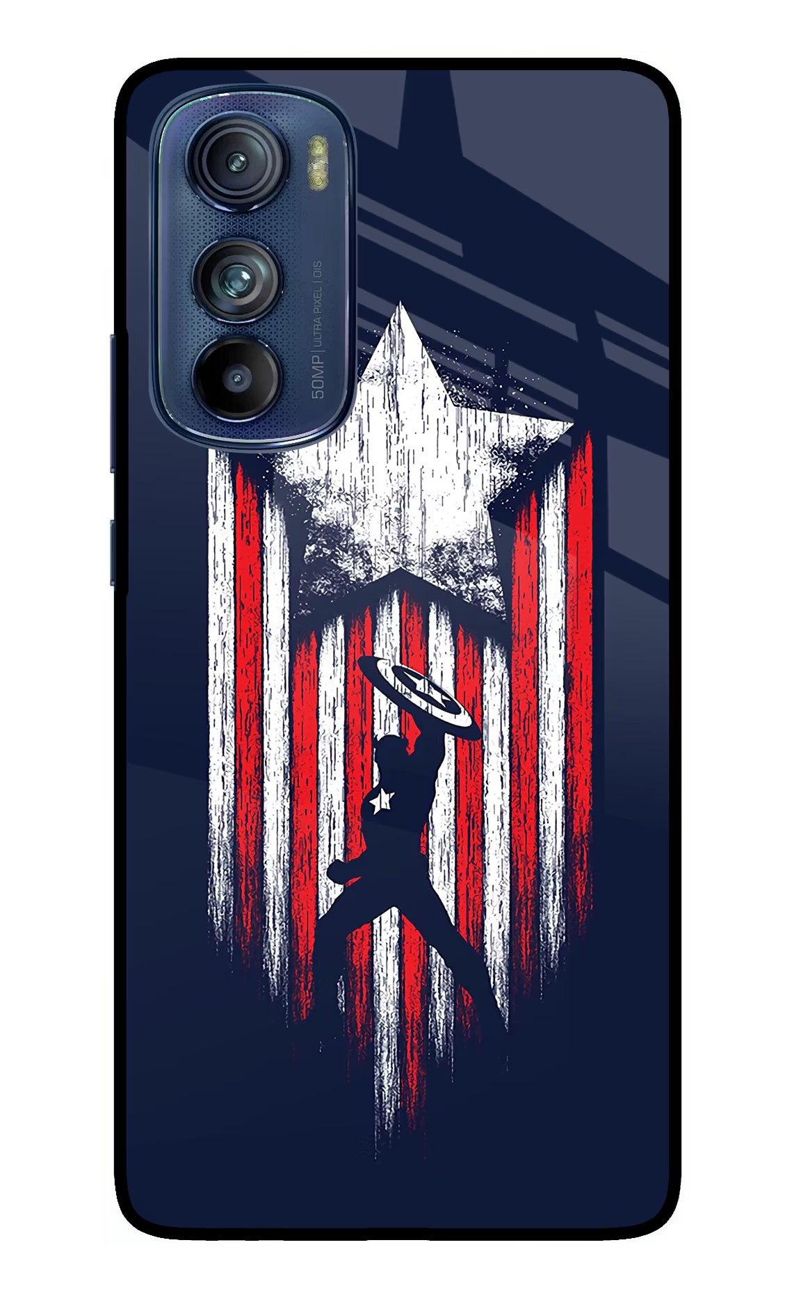 Captain America Marvel Art Moto Edge 30 Glass Case Back Cover by Casekaro