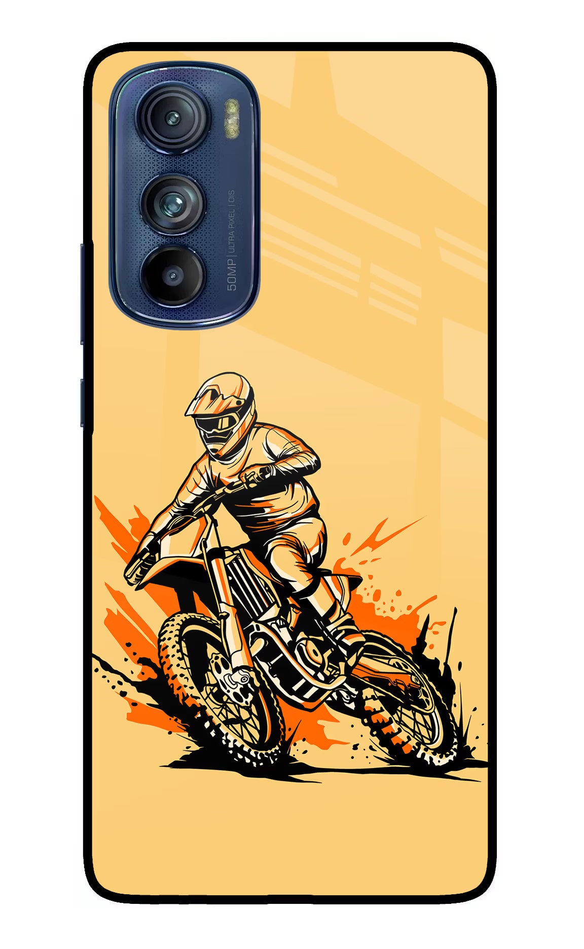 Off-Road Fury Moto Edge 30 Glass Case Back Cover by Casekaro