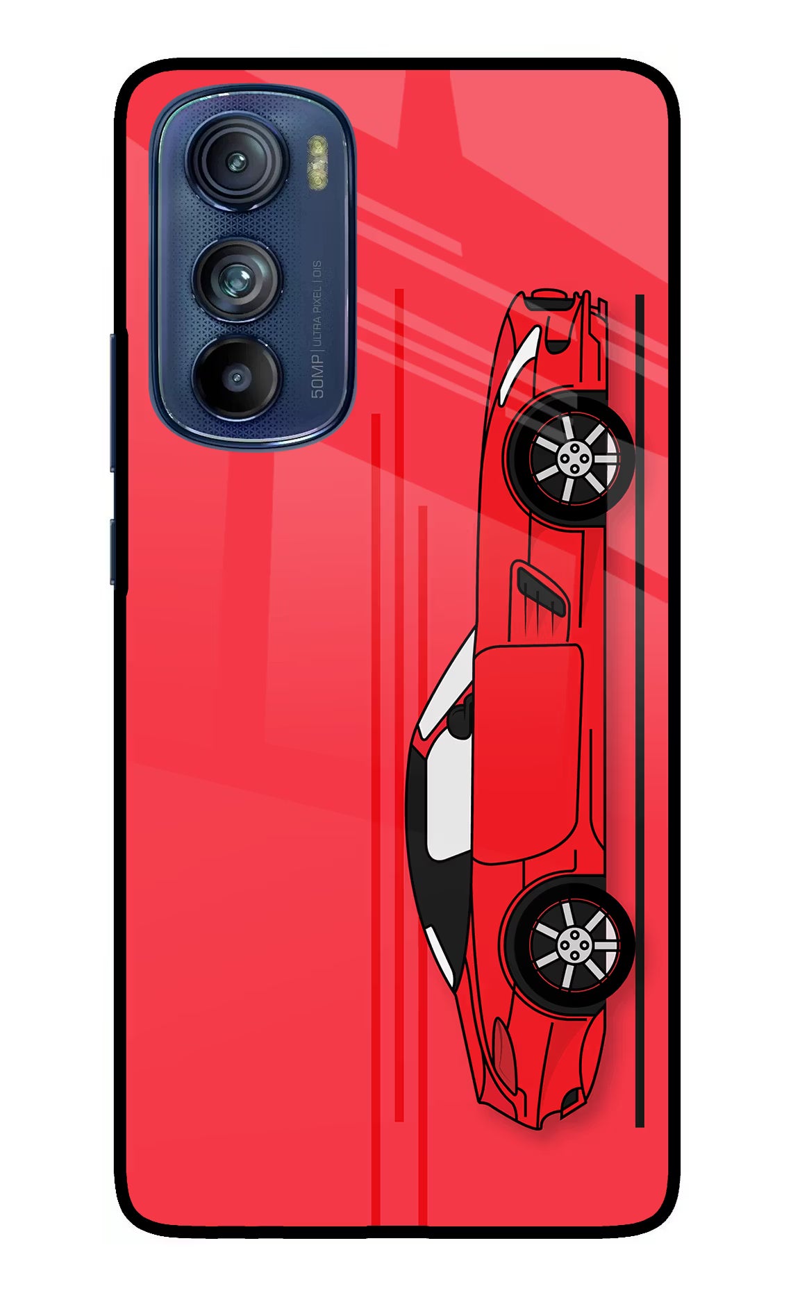 Red Velocity Moto Edge 30 Glass Case Back Cover by Casekaro