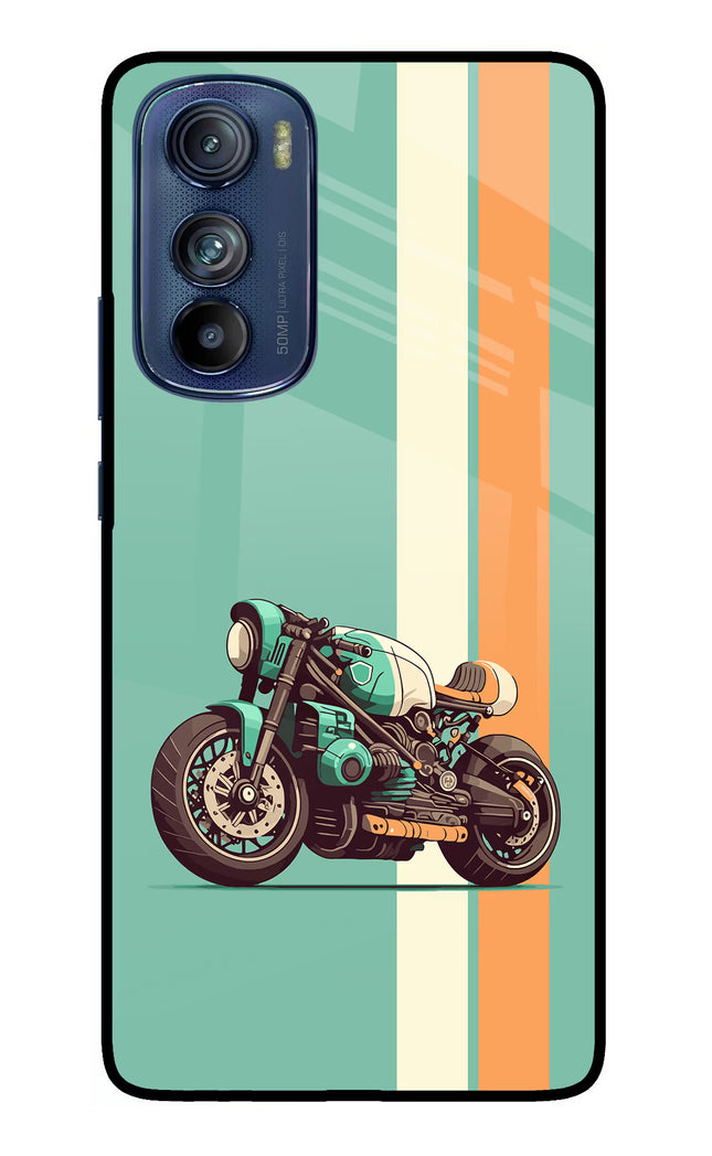 Striped Moto Drift Moto Edge 30 Glass Case Back Cover by Casekaro