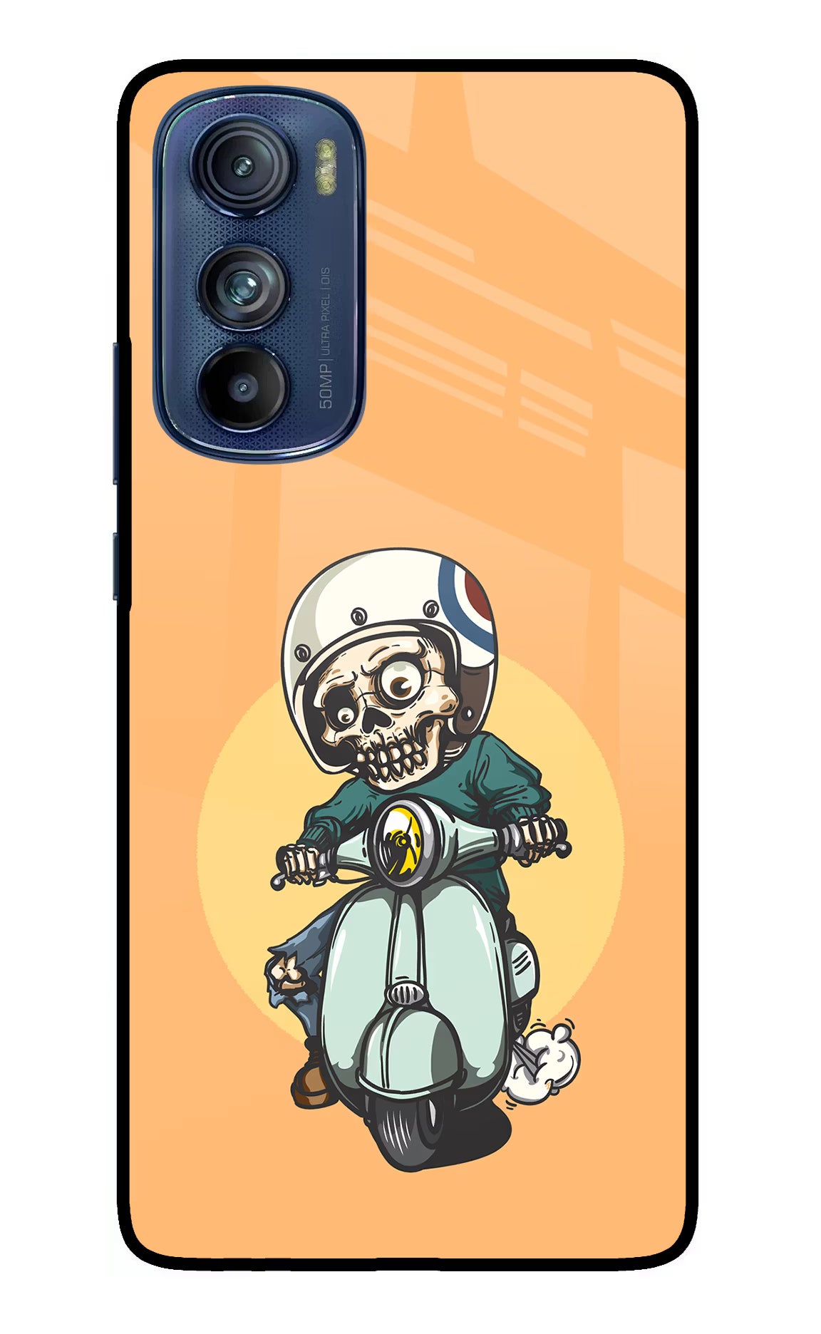 Undead Biker Moto Edge 30 Glass Case Back Cover by Casekaro