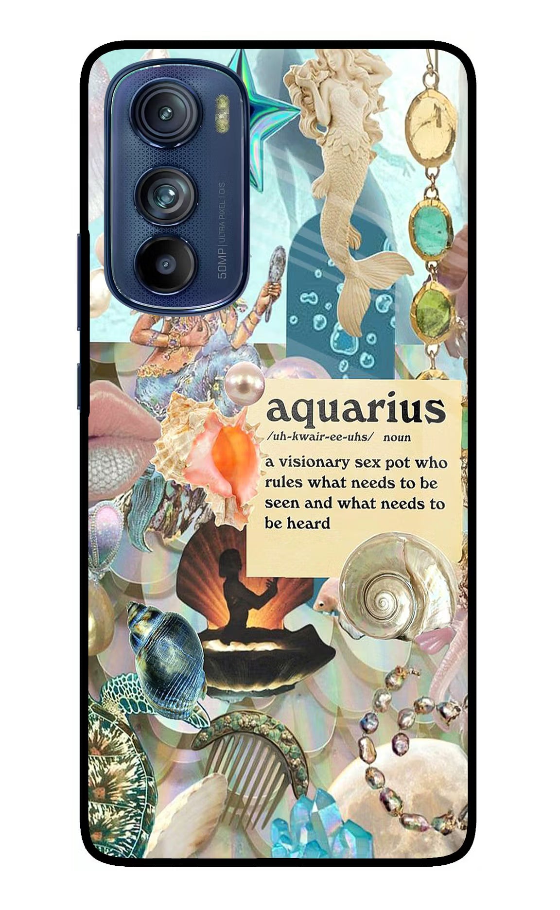 Aquarius Zodiac Moto Edge 30 Glass Case Back Cover by Casekaro