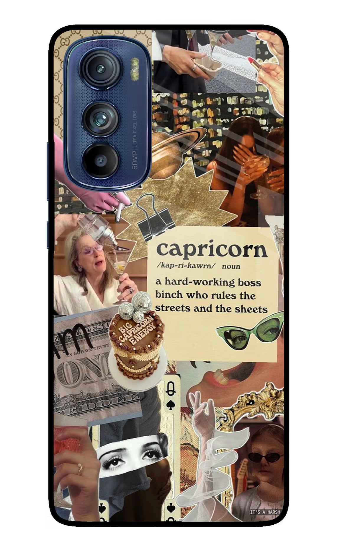 Capricorn Zodiac Moto Edge 30 Glass Case Back Cover by Casekaro