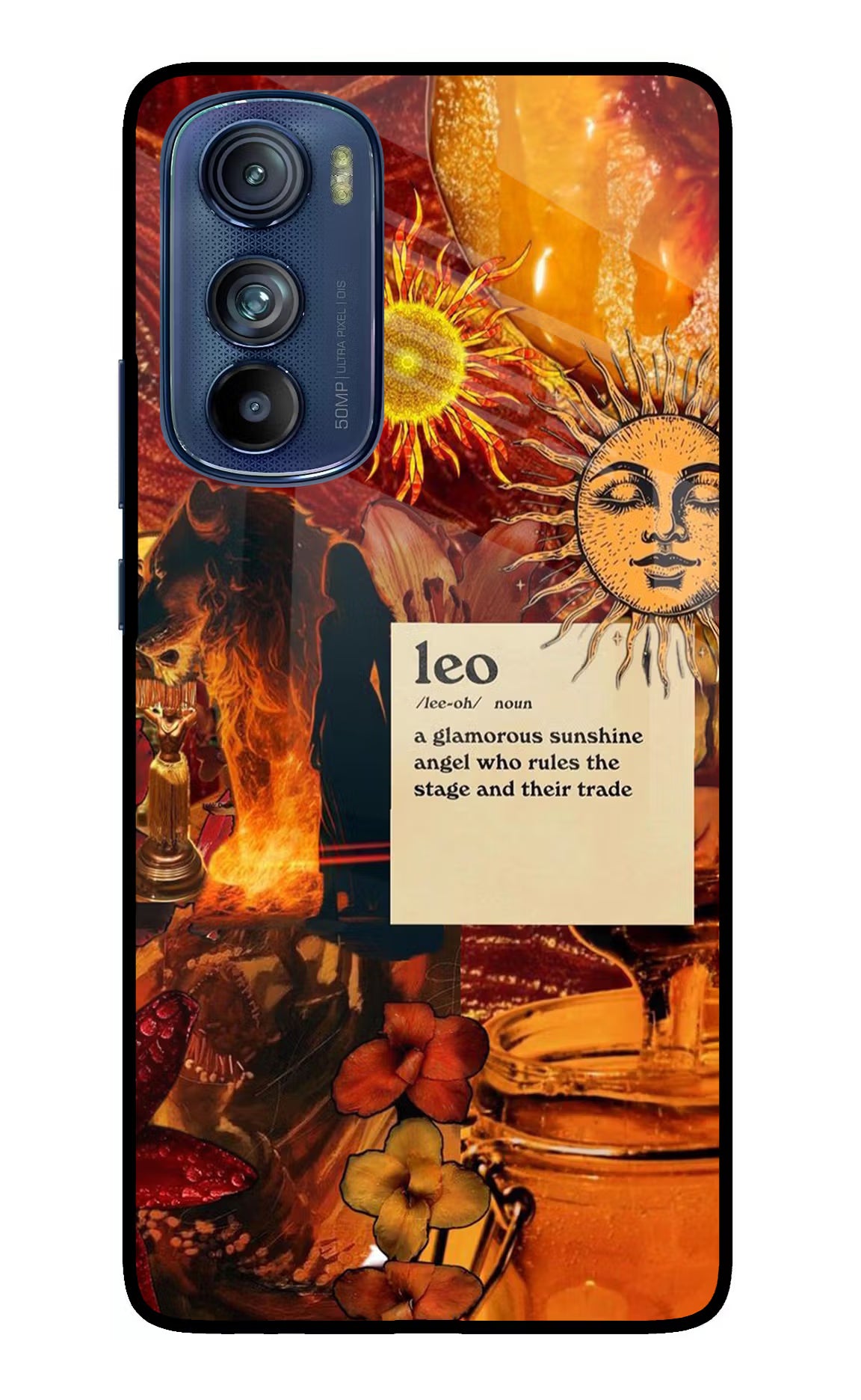 Leo Zodiac Moto Edge 30 Glass Case Back Cover by Casekaro