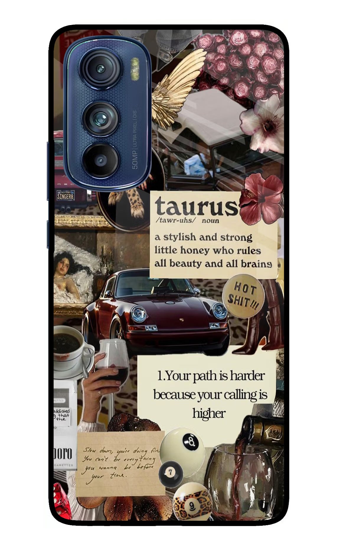 Taurus Zodiac Moto Edge 30 Glass Case Back Cover by Casekaro