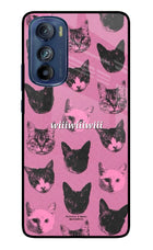 Pink Cats Moto Edge 30 Glass Case Back Cover by Casekaro