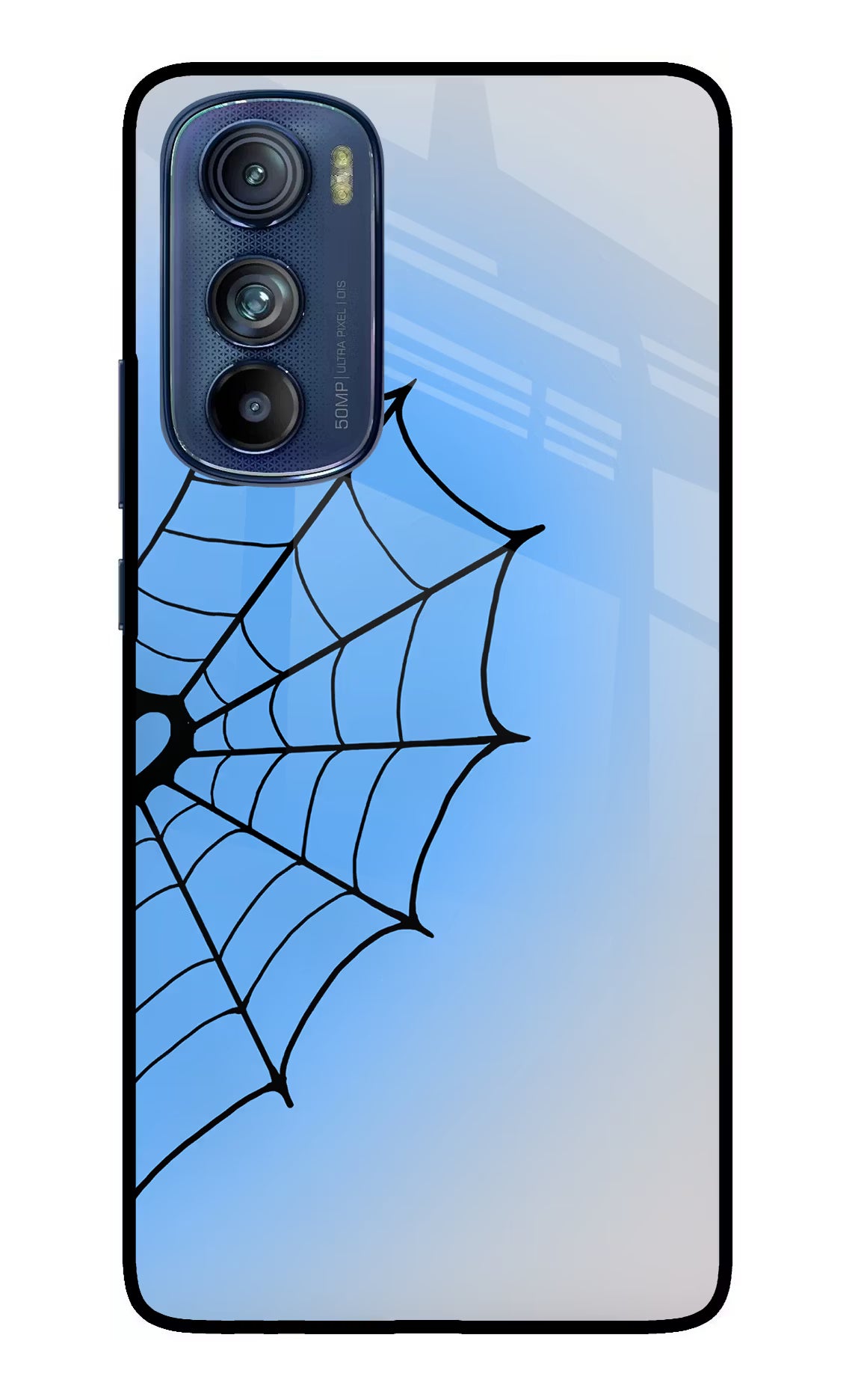 Blue Web Moto Edge 30 Glass Case