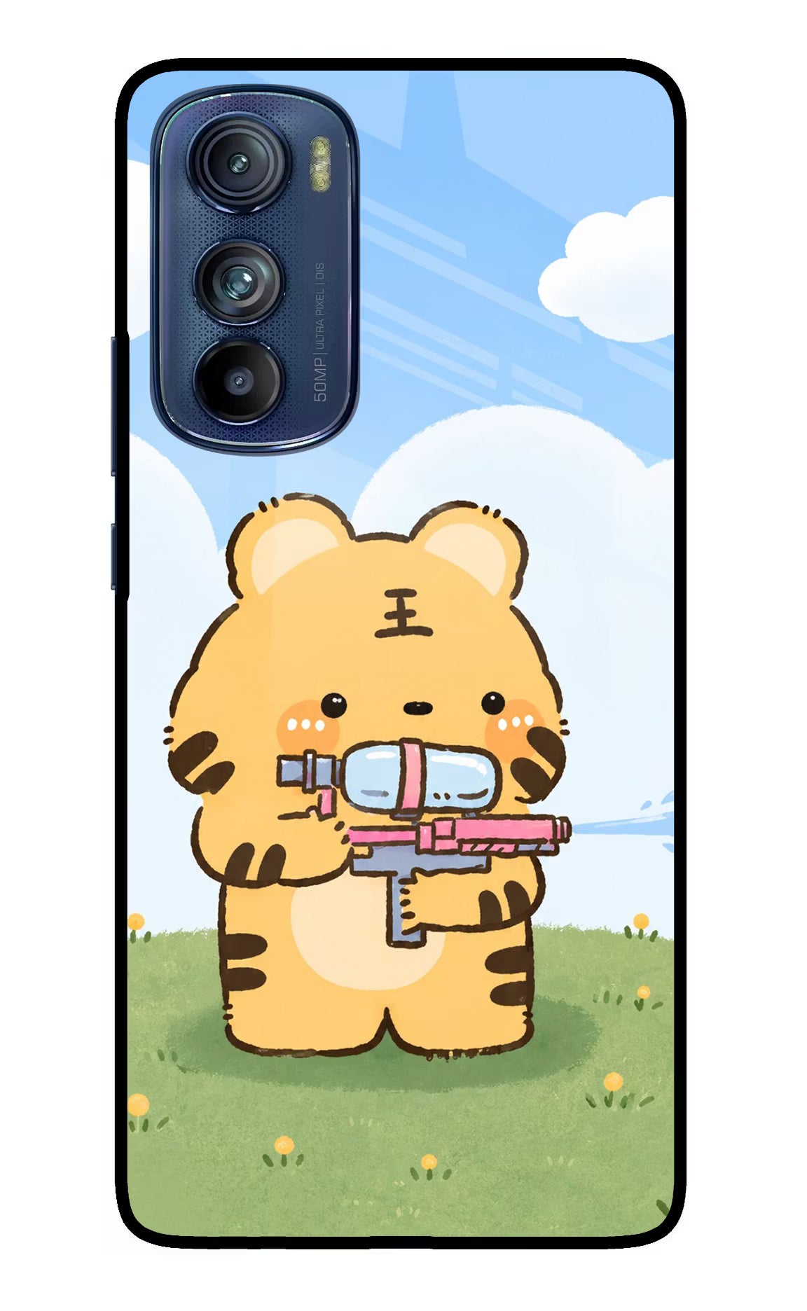 Tiger Treat Moto Edge 30 Glass Case Back Cover by Casekaro