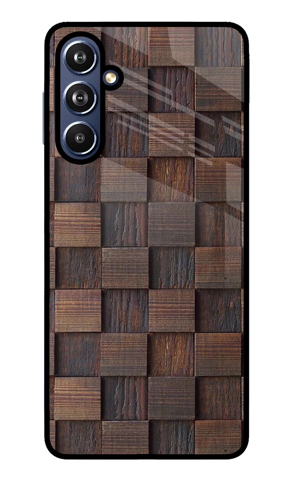 Wooden Cube Design Samsung F54 5G Glass Case Back Cover by Casekaro