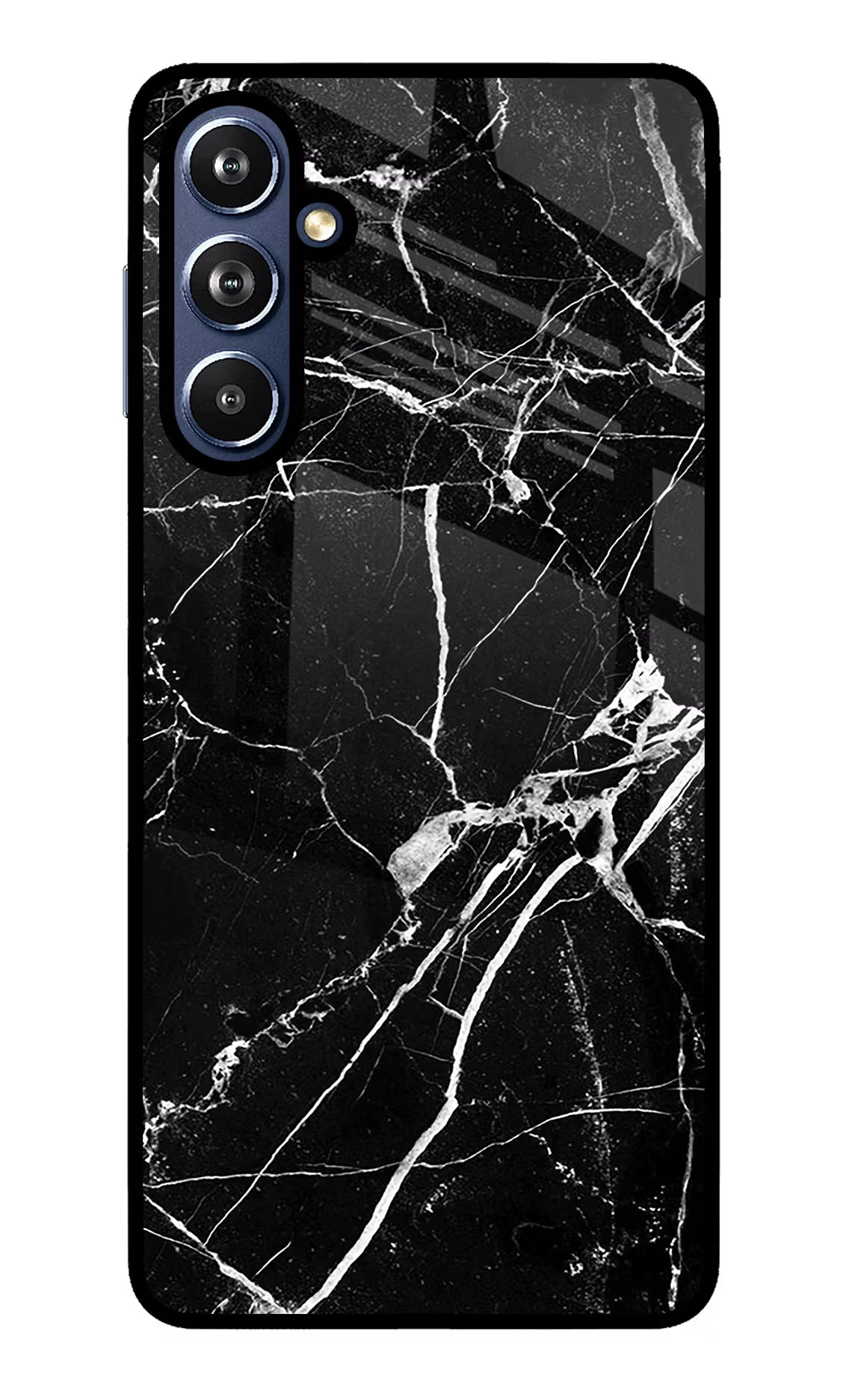 Black Marble Pattern Samsung F54 5G Glass Case Back Cover by Casekaro
