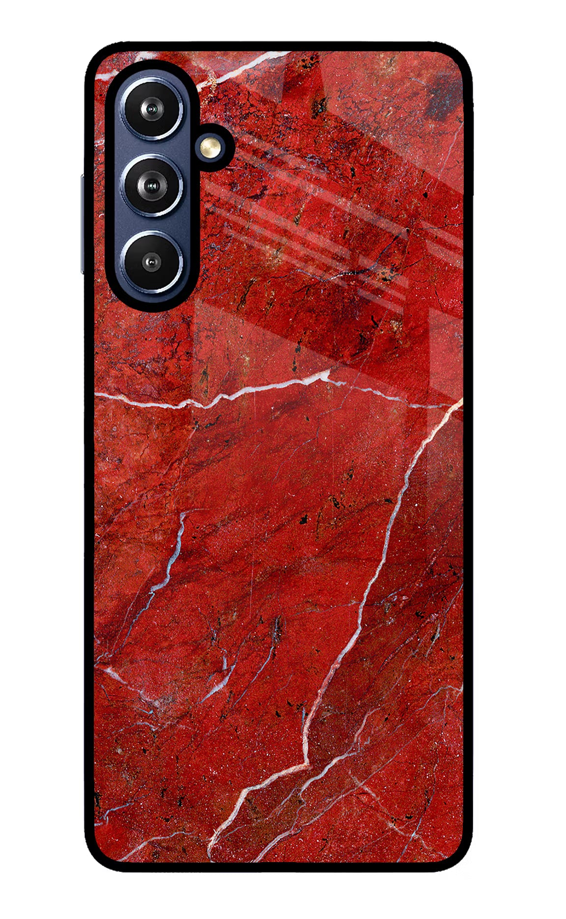 Red Marble Design Samsung F54 5G Glass Case Back Cover by Casekaro
