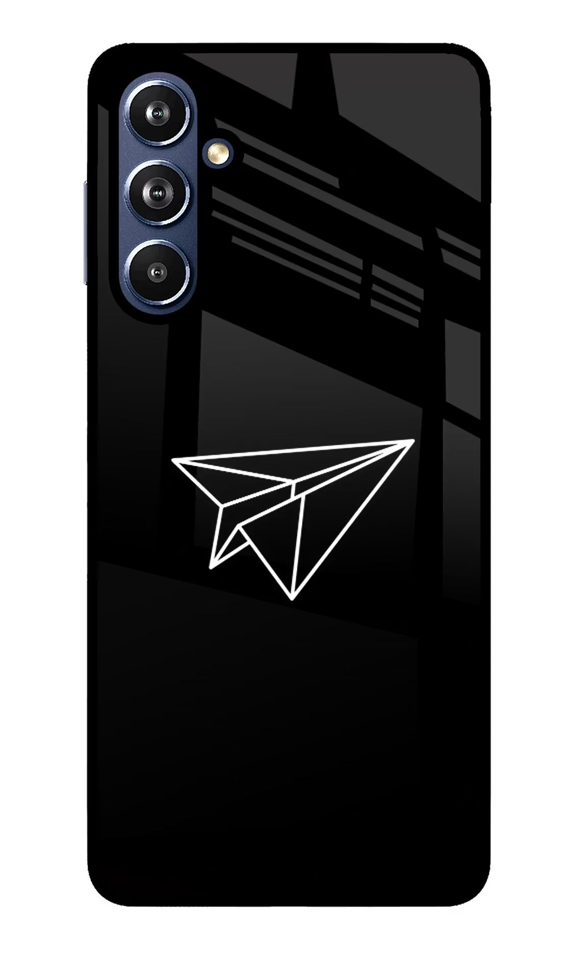 Paper Plane White Samsung F54 5G Glass Case Back Cover by Casekaro