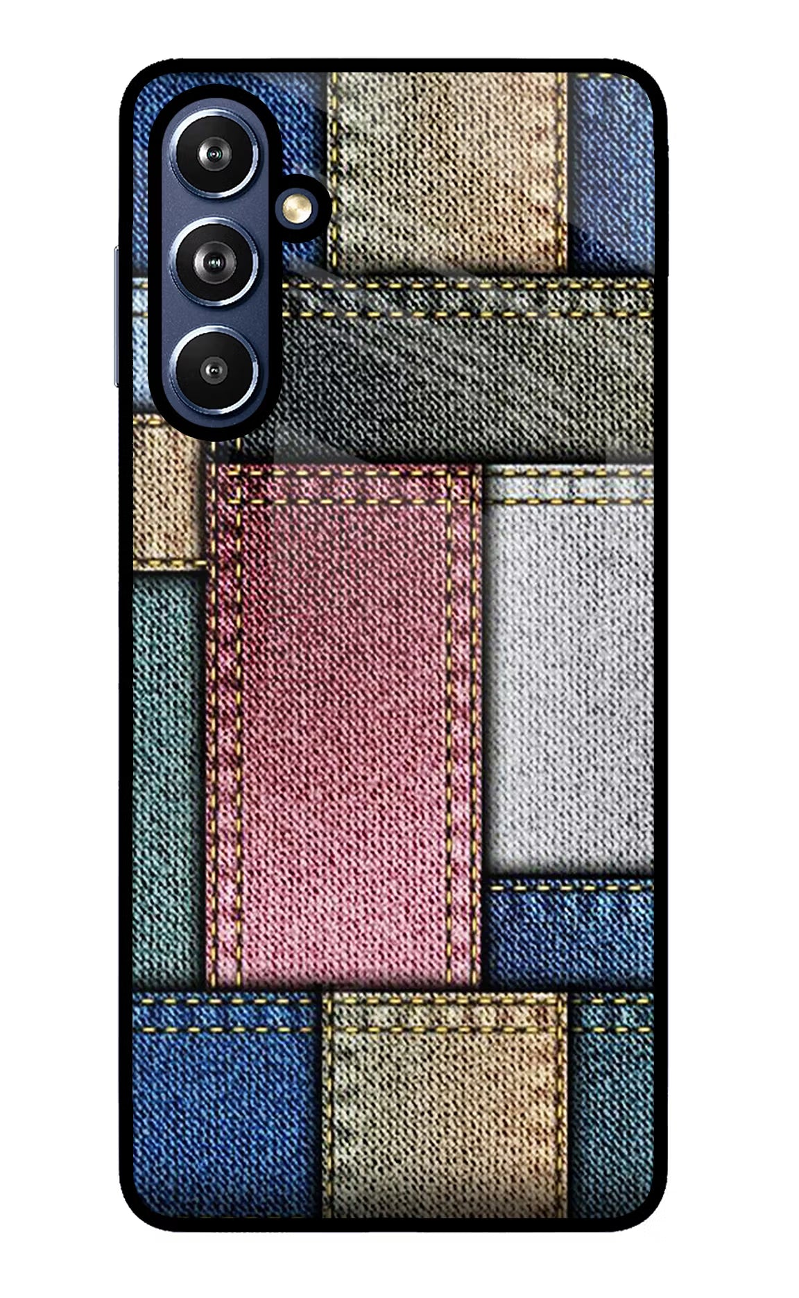 Multicolor Jeans Samsung F54 5G Glass Case Back Cover by Casekaro
