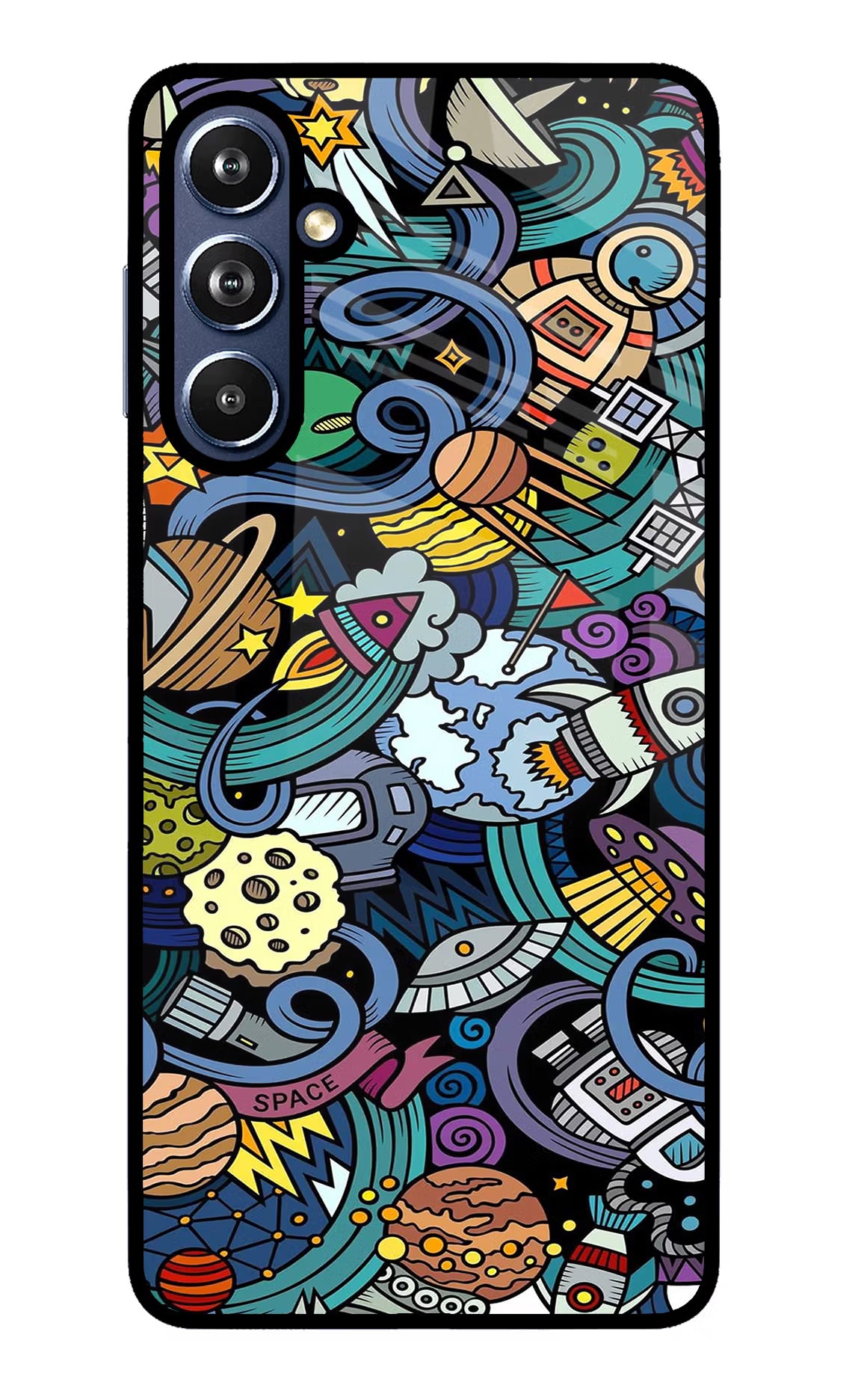 Space Abstract Samsung F54 5G Glass Case Back Cover by Casekaro