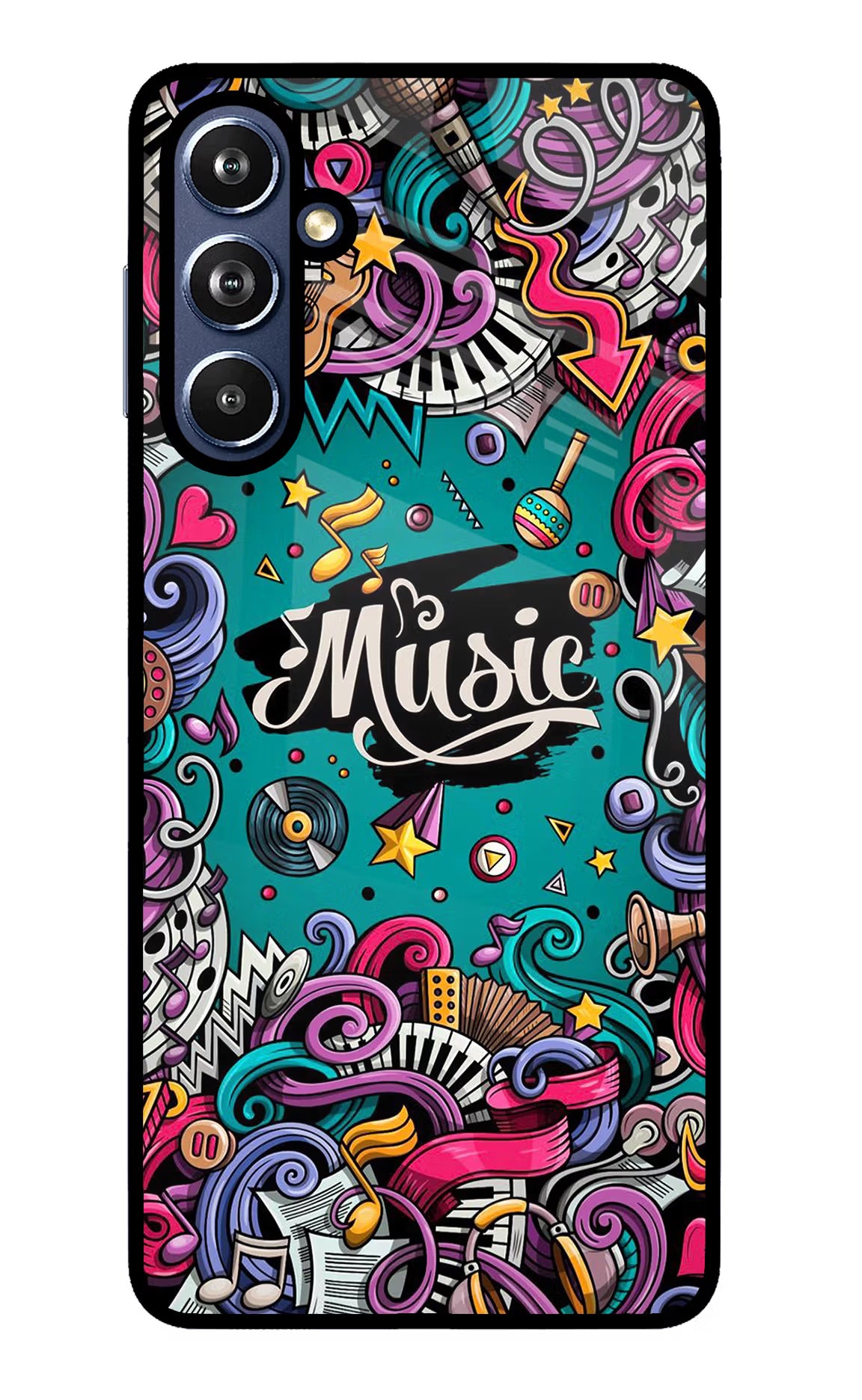Music Graffiti Samsung F54 5G Glass Case Back Cover by Casekaro