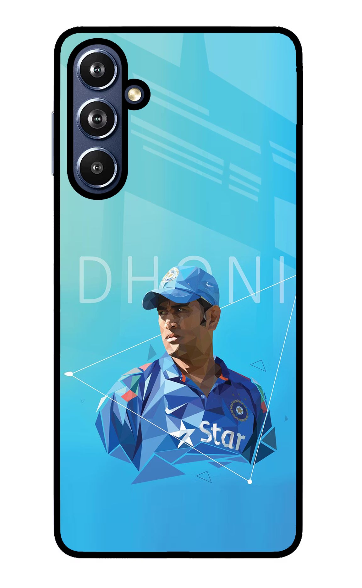 Dhoni Artwork Samsung F54 5G Glass Case Back Cover by Casekaro