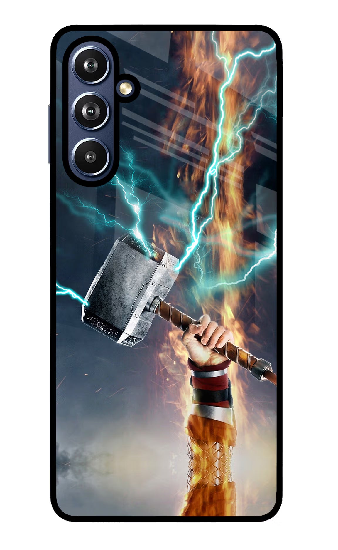Thor Hammer Mjolnir Samsung F54 5G Glass Case Back Cover by Casekaro