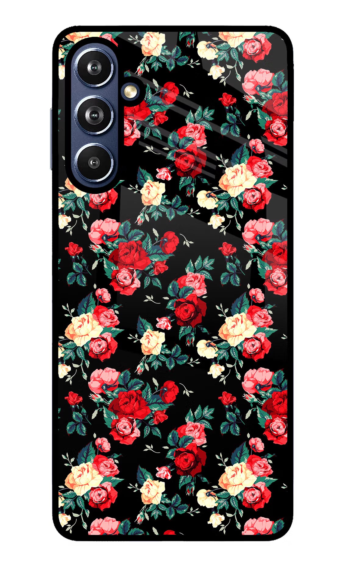 Rose Pattern Samsung F54 5G Glass Case Back Cover by Casekaro