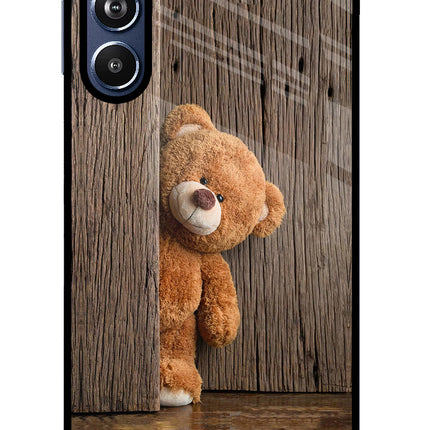 Teddy Wooden Samsung F54 5G Glass Case Back Cover by Casekaro