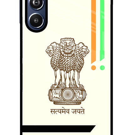 Satyamev Jayate Brown Logo Samsung F54 5G Glass Case
