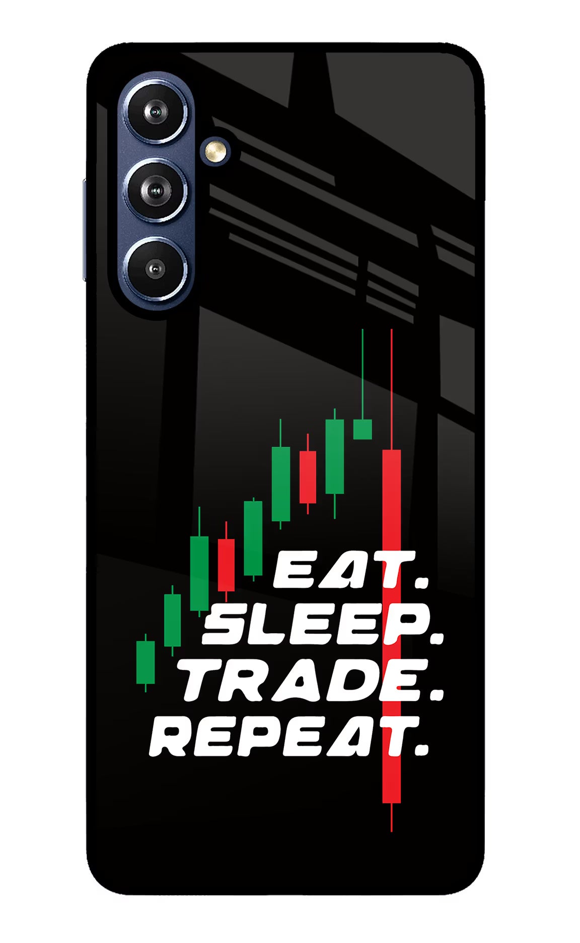 Eat Sleep Trade Repeat Samsung F54 5G Glass Case