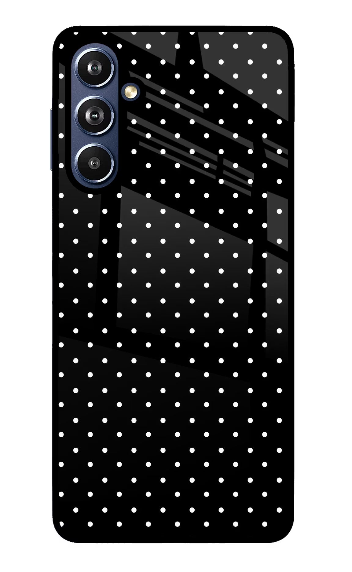 White Dots Samsung F54 5G Glass Case Back Cover by Casekaro