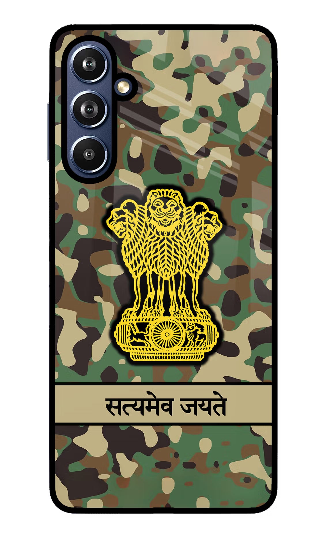 Satyamev Jayate Army Samsung F54 5G Glass Case Back Cover by Casekaro