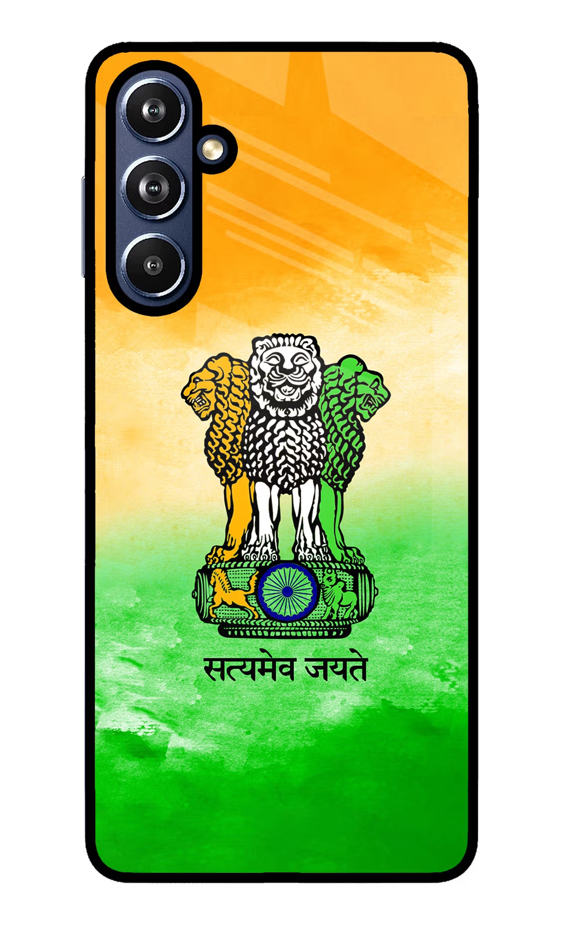 Satyamev Jayate Flag Samsung F54 5G Glass Case Back Cover by Casekaro