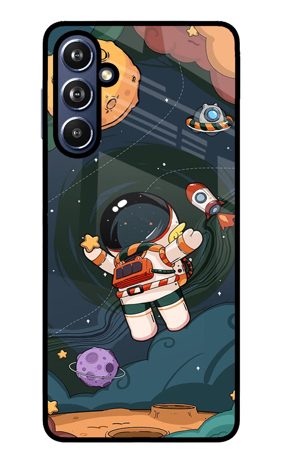 Cartoon Astronaut Samsung F54 5G Glass Case