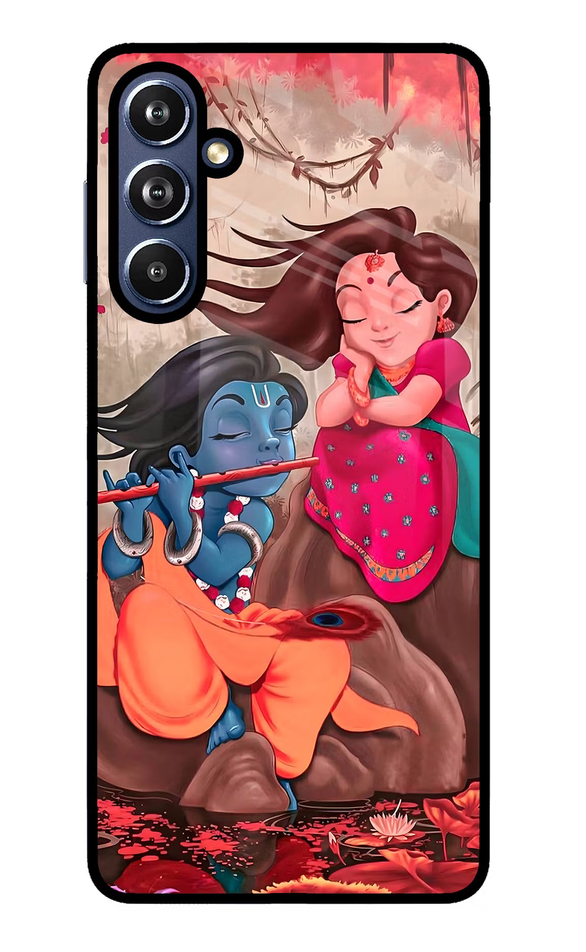 Radhe Krishna Samsung F54 5G Glass Case Back Cover by Casekaro