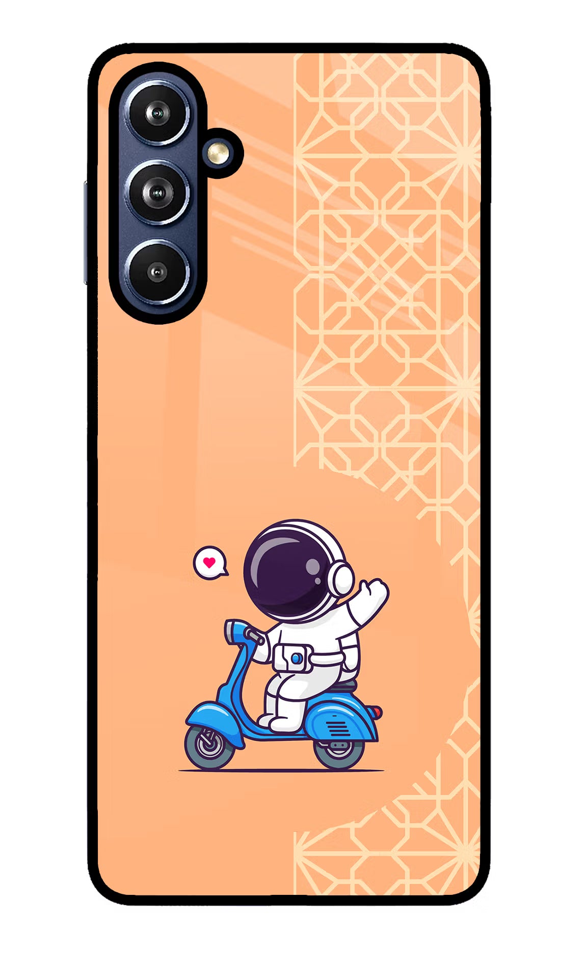 Cute Astronaut Riding Samsung F54 5G Glass Case Back Cover by Casekaro