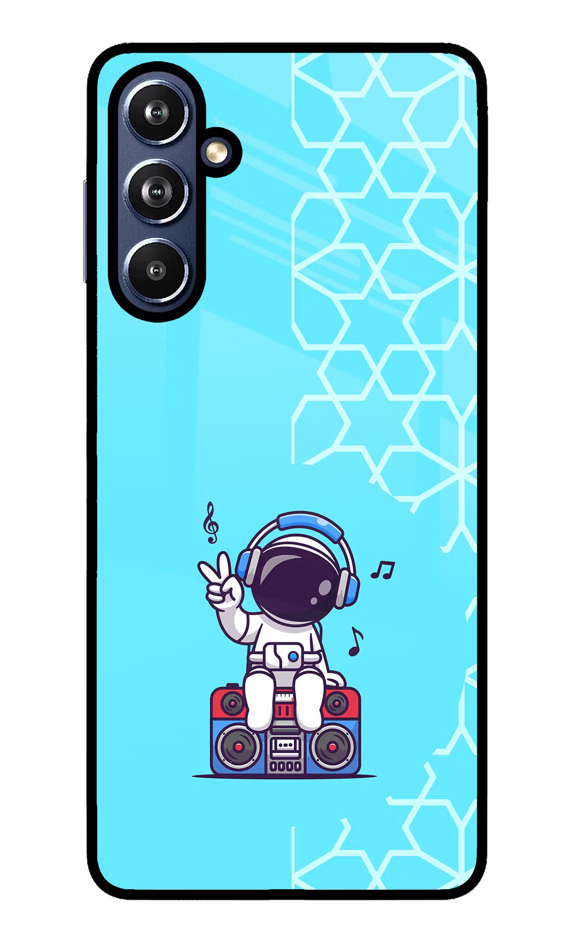 Cute Astronaut Chilling Samsung F54 5G Glass Case Back Cover by Casekaro