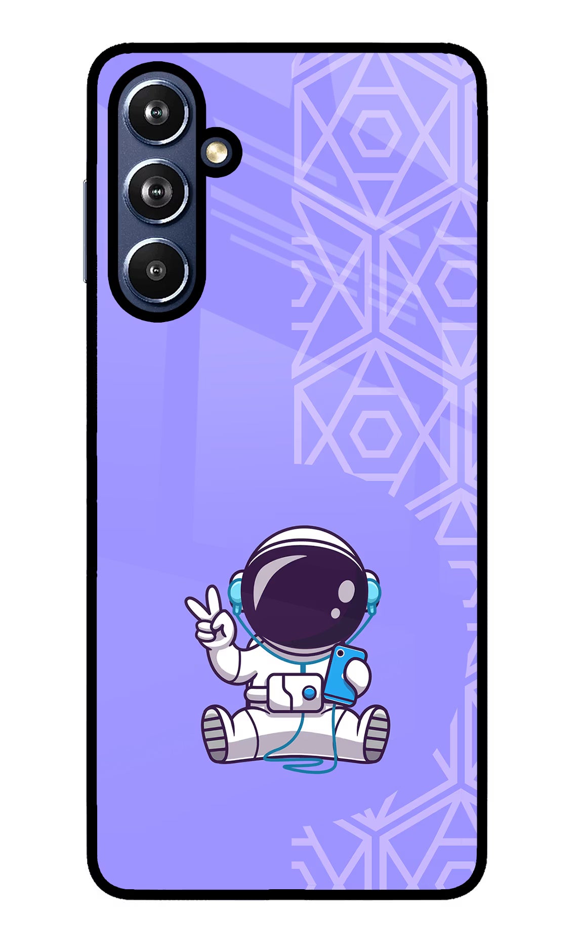 Cute Astronaut Chilling Samsung F54 5G Glass Case Back Cover by Casekaro
