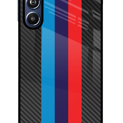 BMW Stripes Pattern Samsung F54 5G Glass Case Back Cover by Casekaro