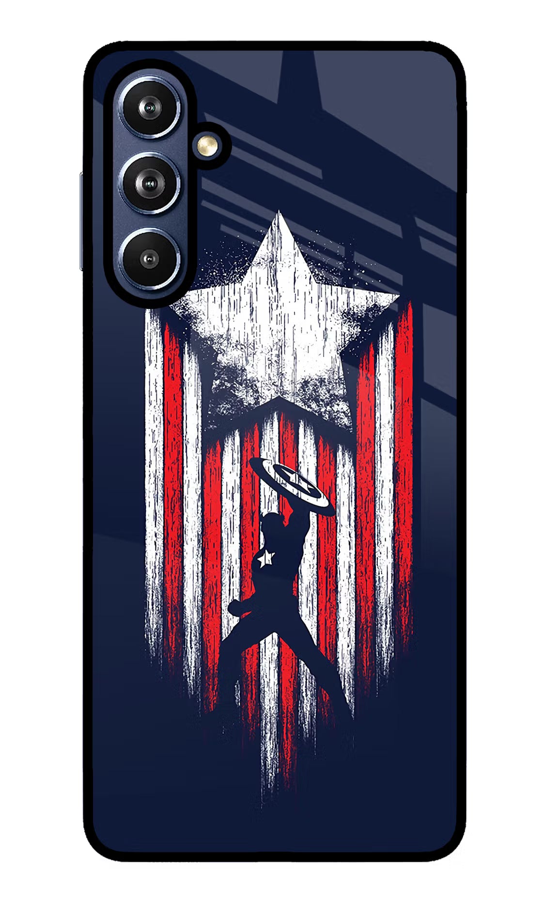 Captain America Marvel Art Samsung F54 5G Glass Case Back Cover by Casekaro
