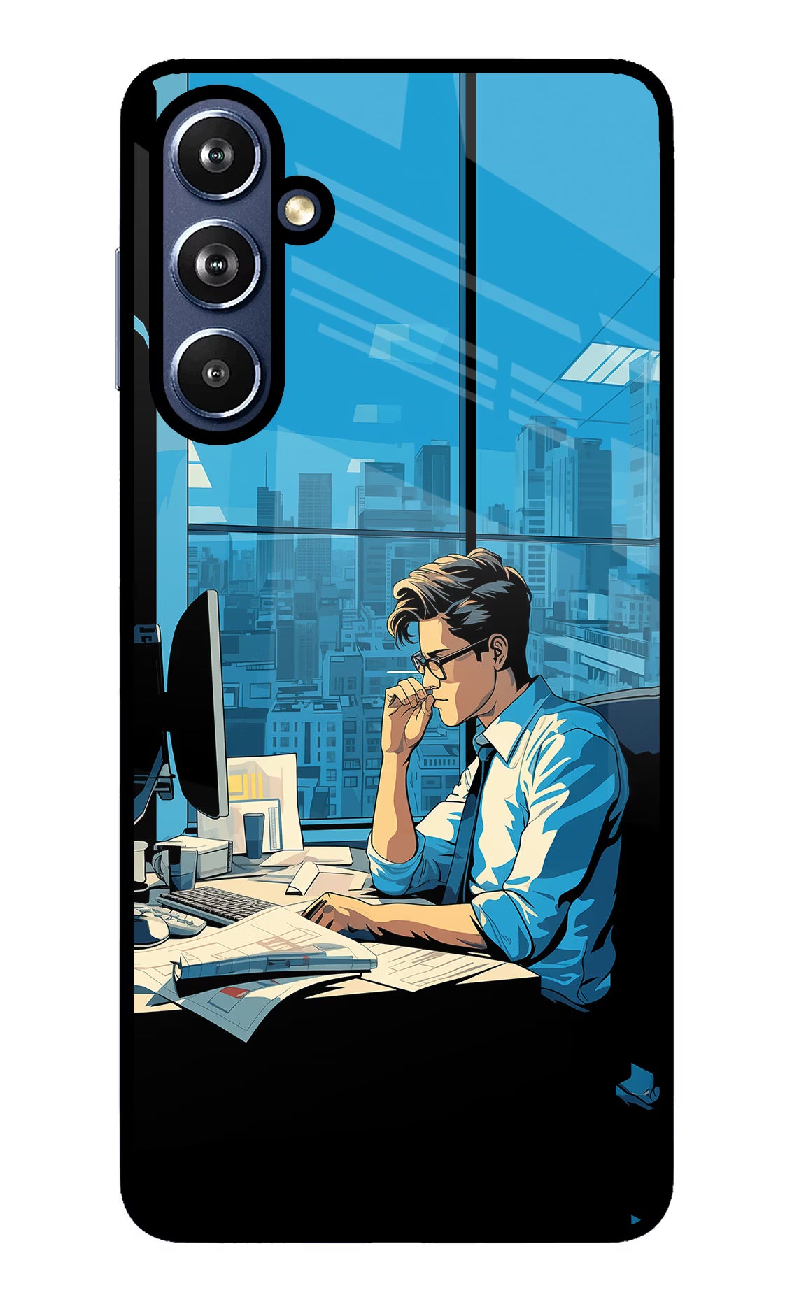 Focused Hustler (AI Generated) Samsung F54 5G Glass Case Back Cover by Casekaro
