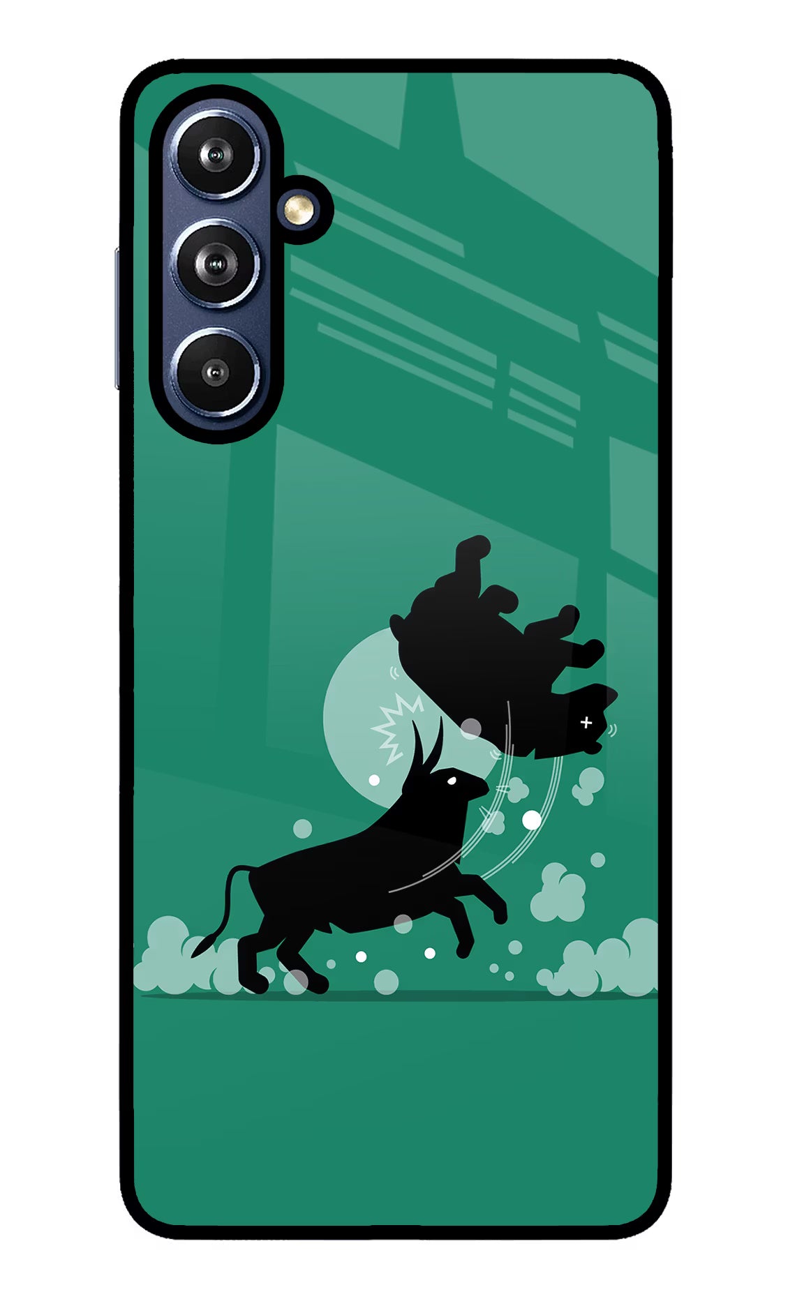 Bull Conqueror Samsung F54 5G Glass Case Back Cover by Casekaro